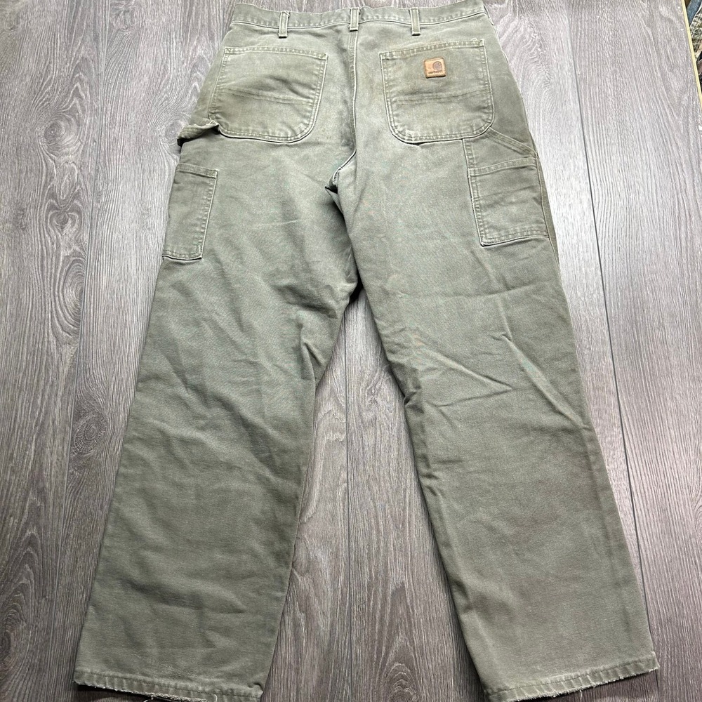 Carhartt B11 MOS Moss Green Duck Canvas 33x30 Carpenter Work Pants Mens Vtg Y2K